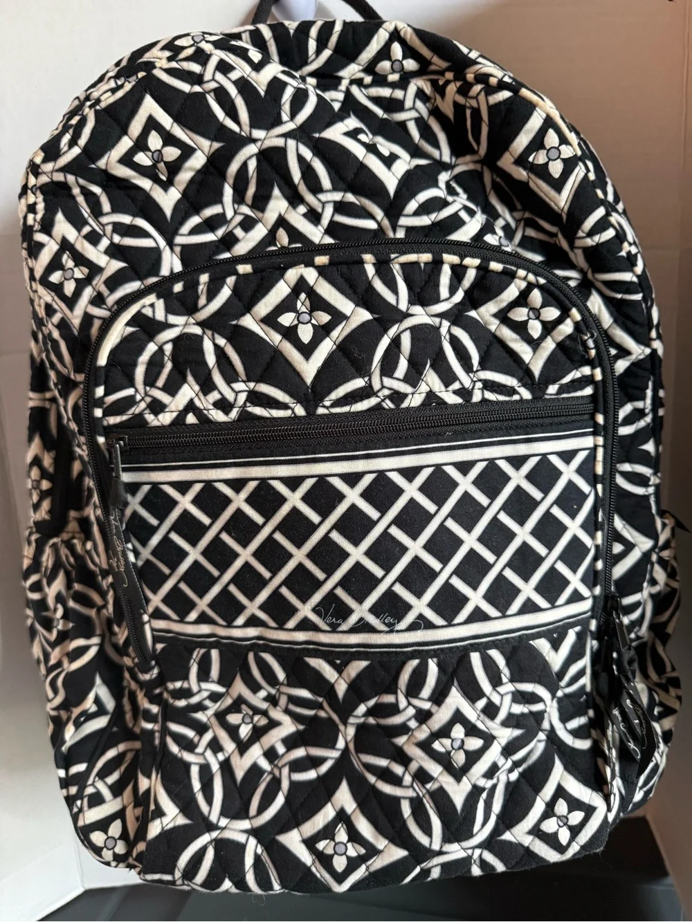 Vera Bradley Black and White Patterned Quilted Backpack